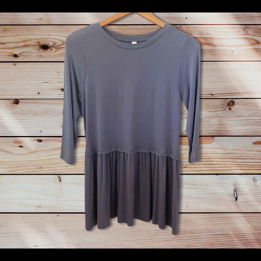 Brand New Dusty Blue Peplum Tunic Top Shirt